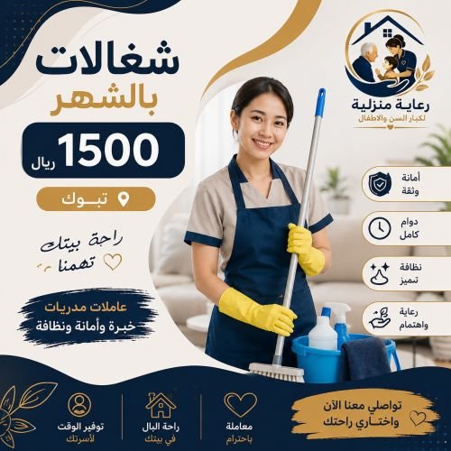 شغالات بالشهر 1500 تبوك